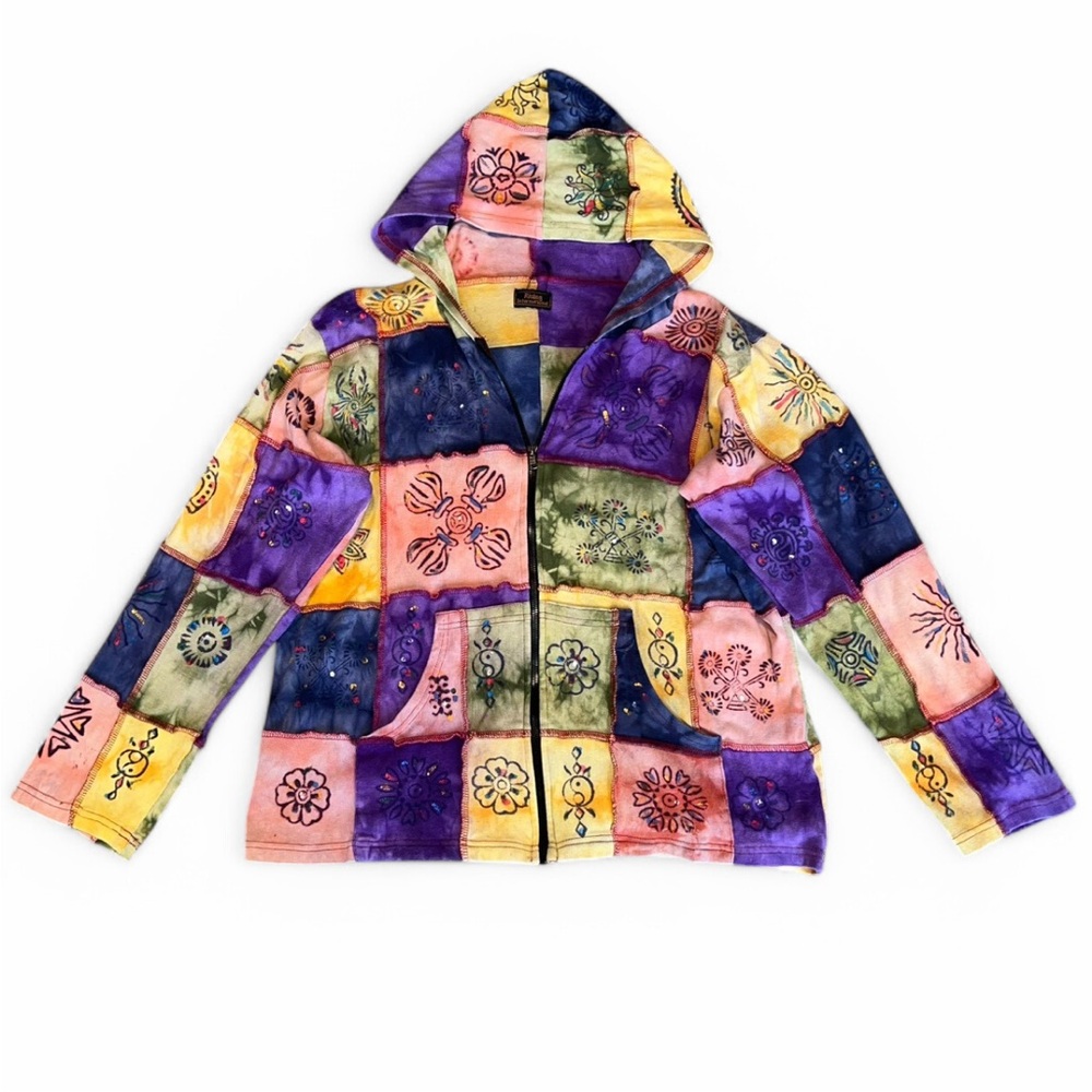 Colorful Patchwork Zip Up Jacket - image 1